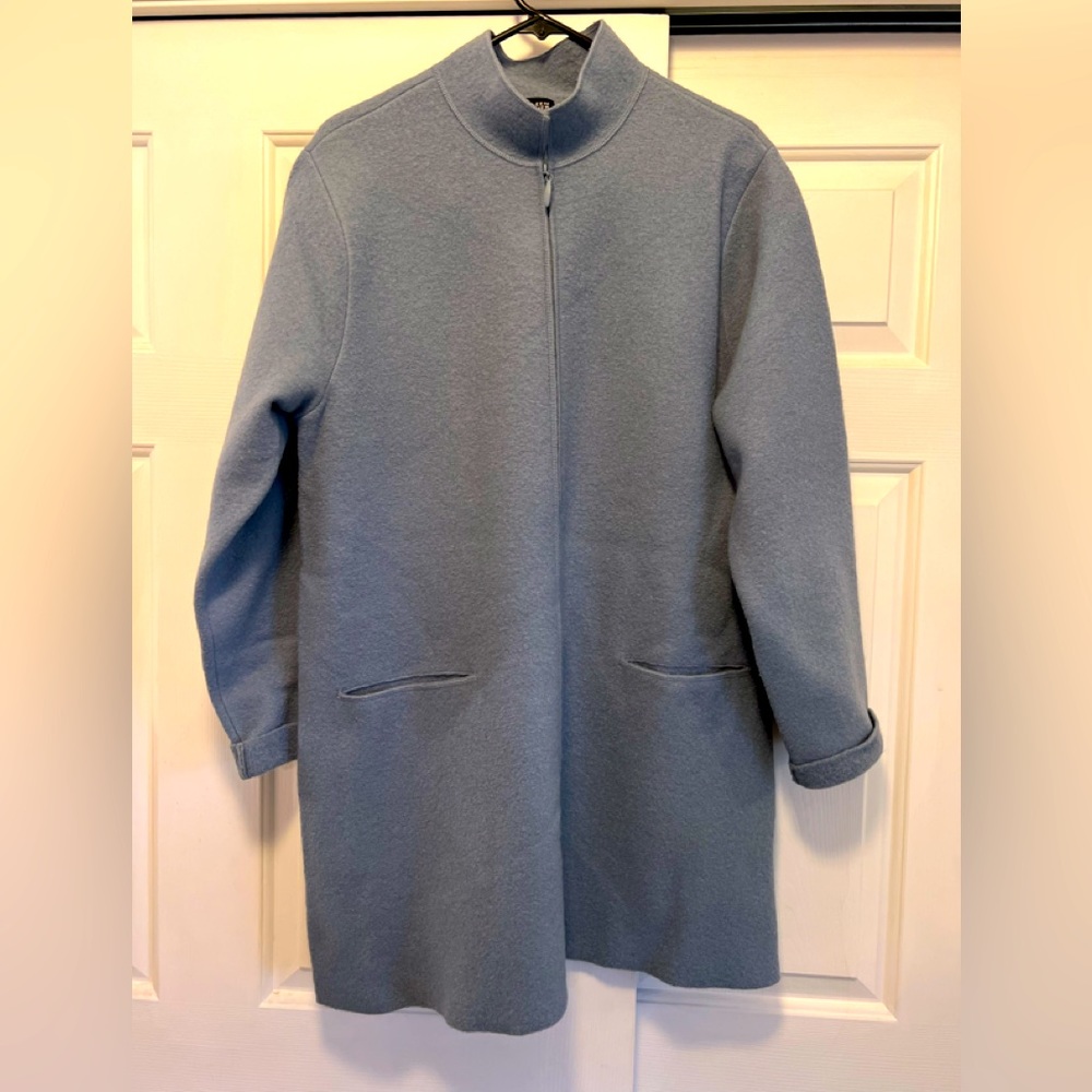 COPY - EUC Eileen Fischer 100% boiled wool double zip trench coat size L